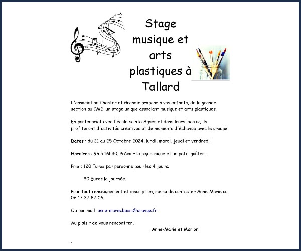 Tallard. Stage Musique et Arts Plastiques