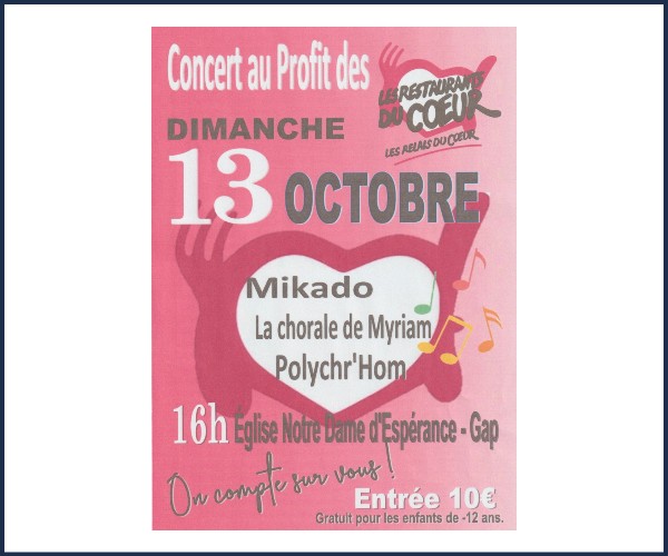 Gap. Concert au profit des Restos du Coeur des Hautes Alpes