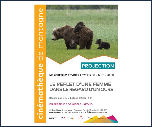 Gap. Projection avec invités, Le reflet d'une femme dans le regard d'un ours
