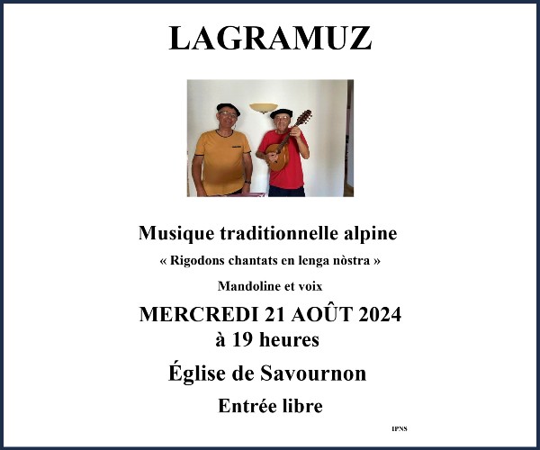 Savournon. Concert Lagramuz musique traditionnelle Alpine