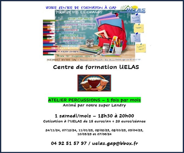 Gap. Atelier percussions Africaines
