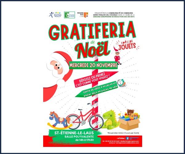 Saint Étienne le Laus. Gratiferia de Noël, spécial Jouets !