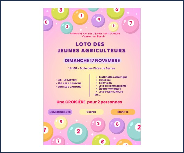 Serres. Loto des Jeunes Agriculteurs