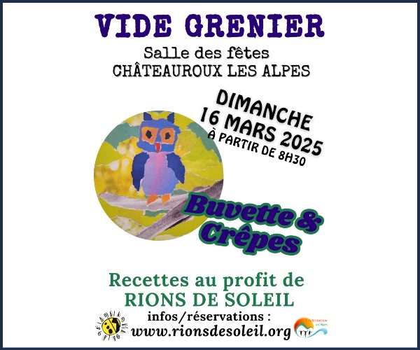 Châteauroux les Alpes. Vide greniers Rions de Soleil