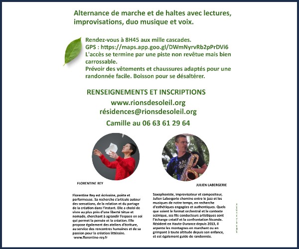 Baratier. Randonnée Poétique et Musicale