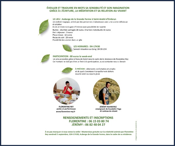 Saint André d'Embrun. Stage d'Écriture
