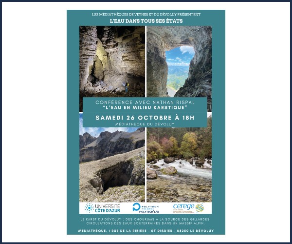 Le Dévoluy. Conférence, L'eau en milieu karstique l'eau dans tous ses états