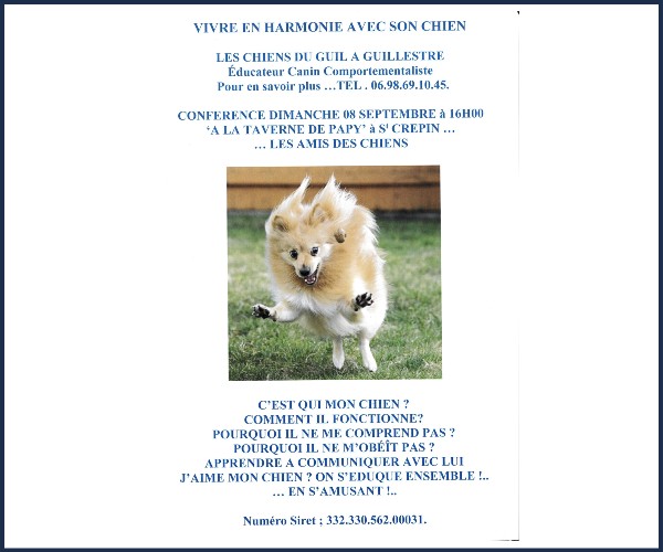 Saint Crépin. Vivre en harmonie avec son chien par Les chiens du Guil à Guillestre