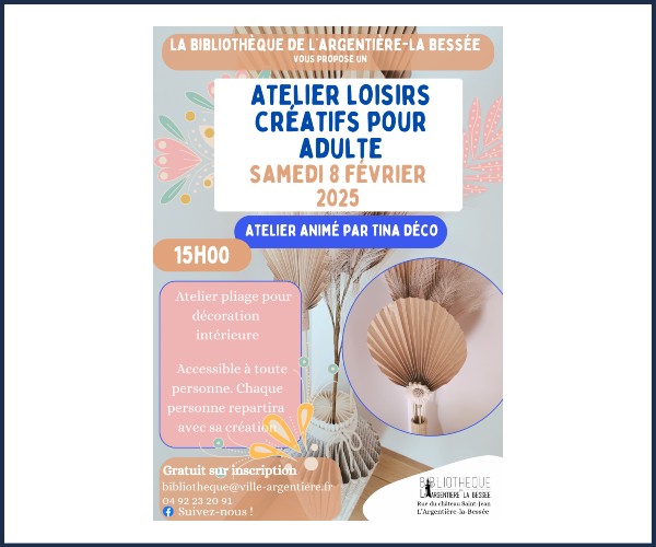 L'Argentière la Bessée. Atelier loisir créatif adulte autour du pliage