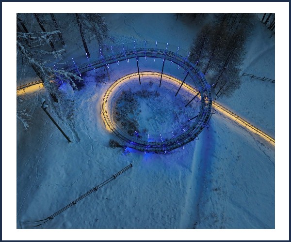 Les Orres. Nocturne de la luge l'Orrian Express