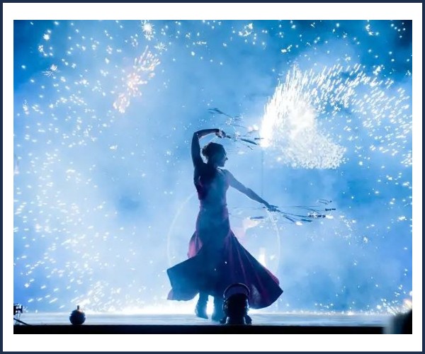 Risoul. Spectacle pyrotechnique, compagnie Mandalight