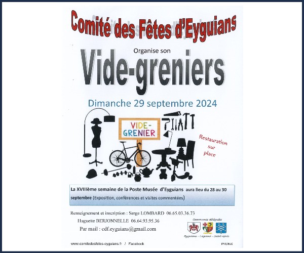 Garde Colombe. Vide greniers Comité d'Eyguians