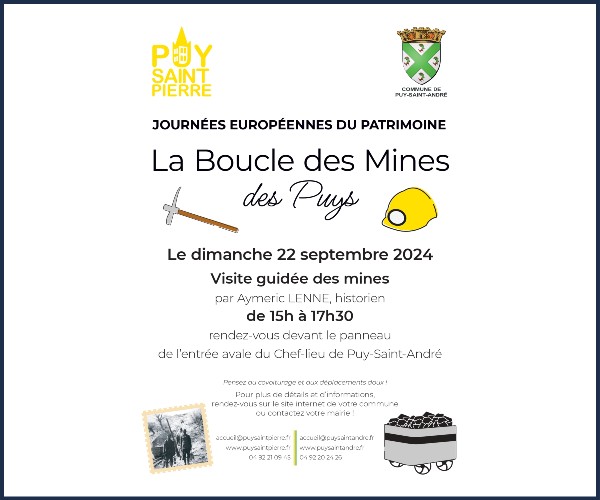 Puy Saint André. Journées Européennes du Patrimoine 2024 Visite de la Boucle des Mines