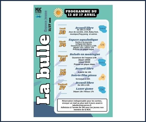 Le Programme d'avril 2026 à la MJC de Serres