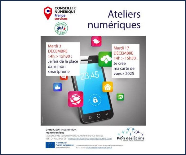 L’Argentière la Bessée. Atelier numérique, Je crée ma carte de vœux 2025