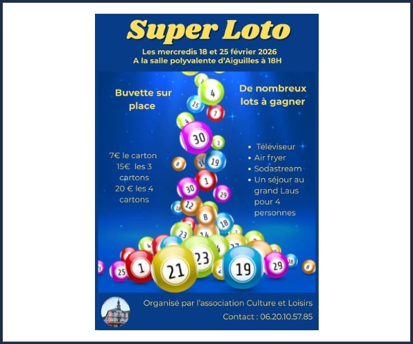 Loto de l'Association Culture et Loisirs à Aiguilles
