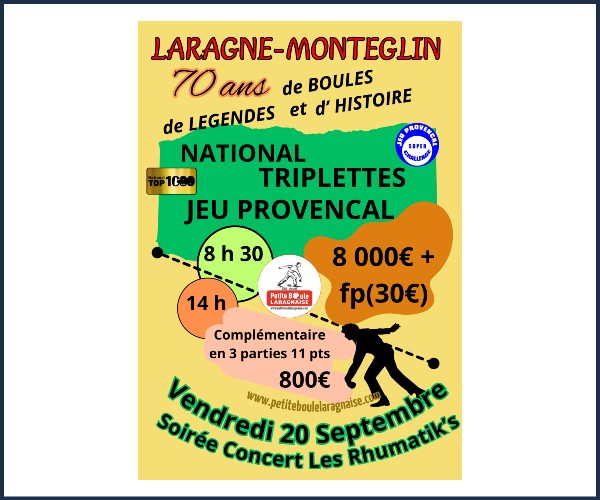 Laragne Montéglin. National triplette Jeu Provençal