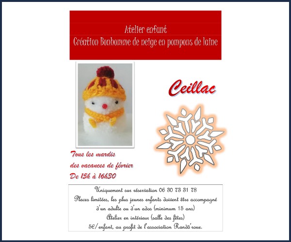 Ceillac. Atelier création de Bonhomme de neige en Pompons