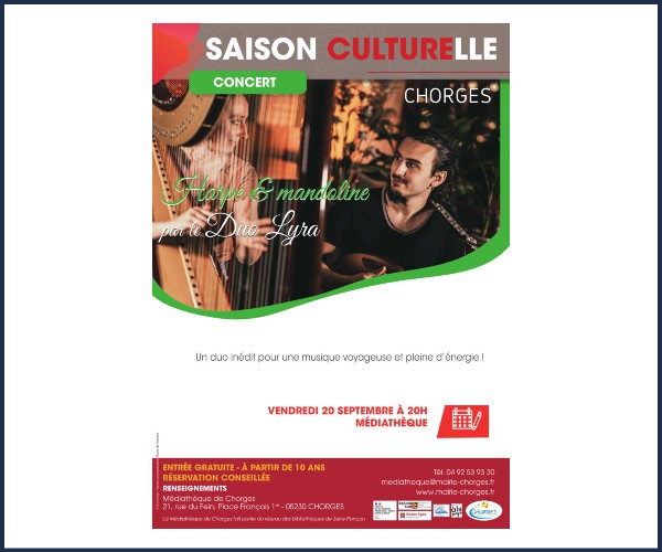 Chorges. Concert harpe et mandoline, par le Duo Lyra
