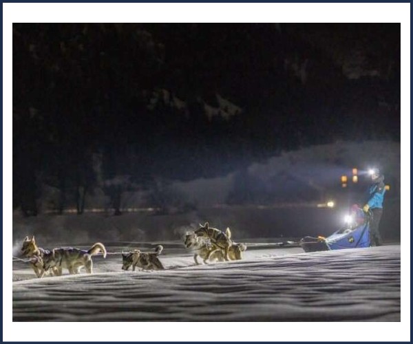 Abriès Ristolas. Les nocturnes en chiens de traineaux et ski de fond