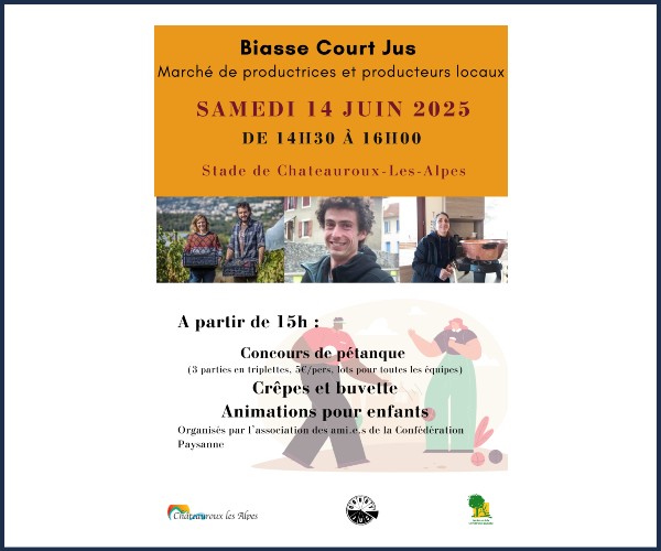 Châteauroux les Alpes. Tournoi de pétanque et Biasse