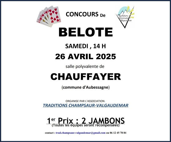 Aubessagne. Concours de Belote à Chauffayer