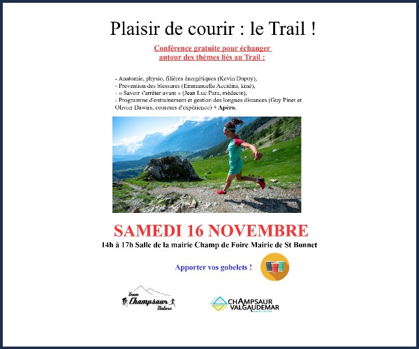 Saint Bonnet en Champsaur. Conférence Plaisir de courir, le Trail !