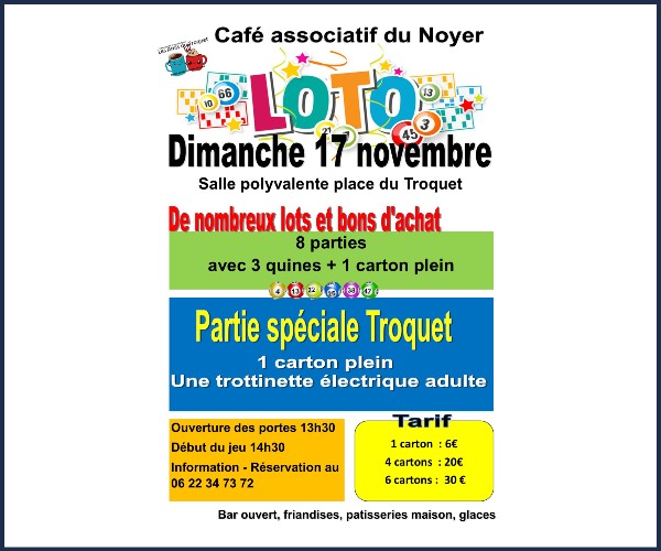 Le Noyer. Loto du Café Associatif