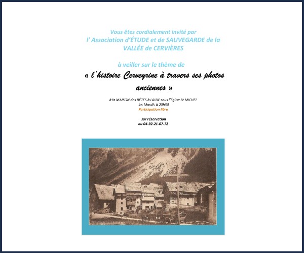 Veillée Cervières d'autrefois à nos jours, Traces Douces