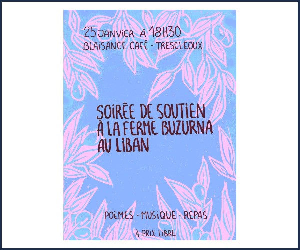 Trescléoux. Soirée de soutien à la Ferme Buzurna au Liban
