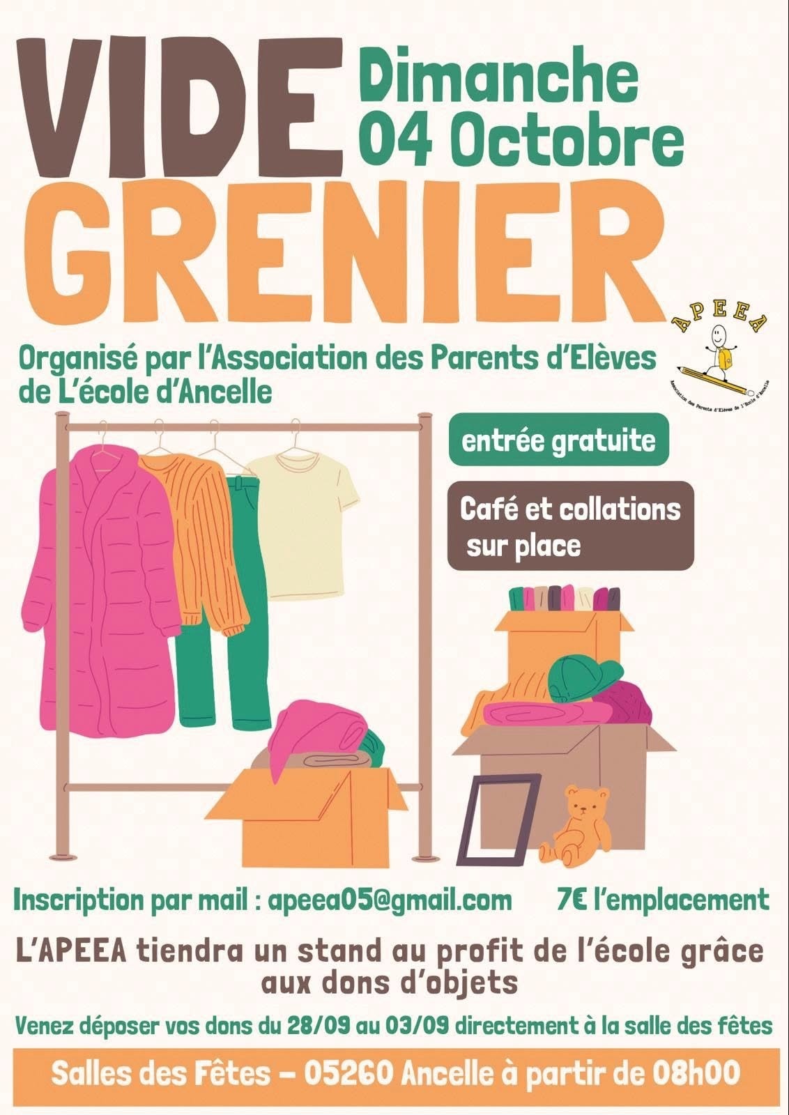 Vide greniers l'APE d'Ancelle