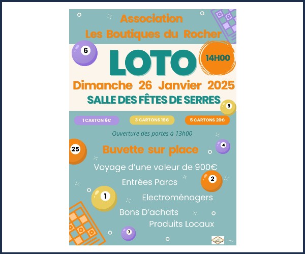 Loto de l'Association des commerçants de Serres Les Boutiques du Rocher