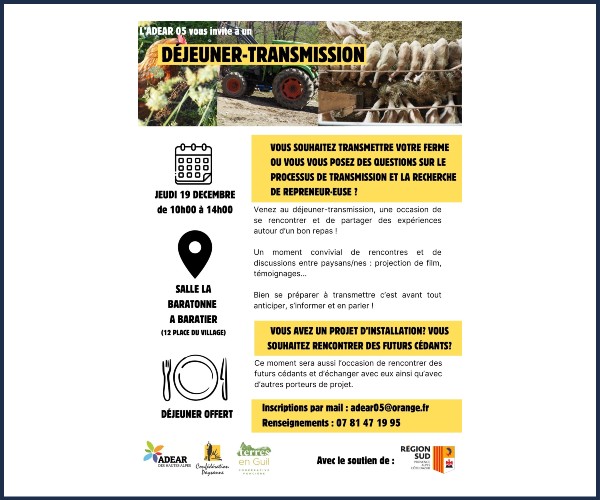 Baratier. Un déjeuner pour parler transmission des fermes !