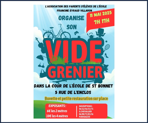 Saint Bonnet en Champsaur.  Vide greniers APE Francine Eyraud