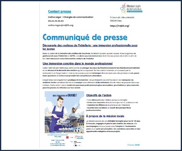 Découvrir les coulisses de l’hôtellerie : une immersion inédite pour les jeunes à Gap