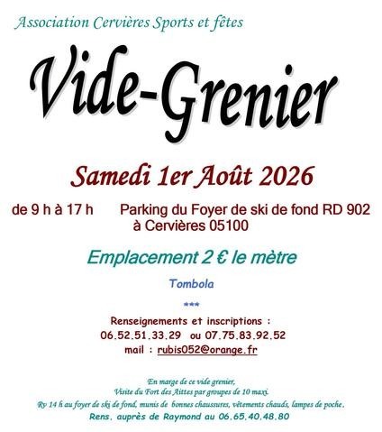 Vide greniers au Foyer de ski de fond à Cervières