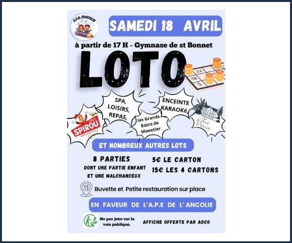 Loto APE l'Ancolie à Saint Bonnet en Champsaur