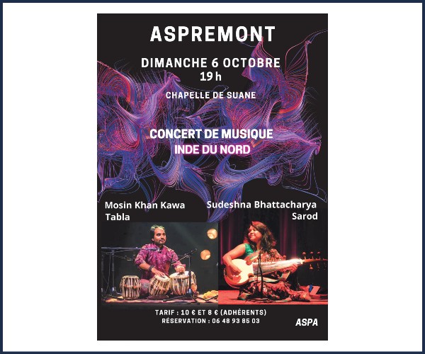 Aspremont. Concert de musique d'Inde du Nord
