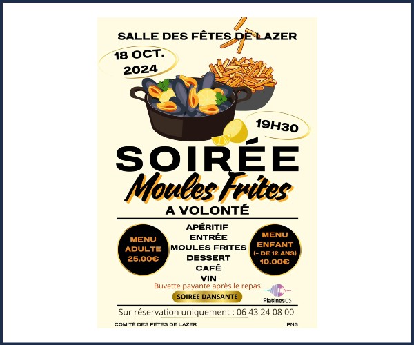 Lazer. Soirée dansante et repas moules-frites