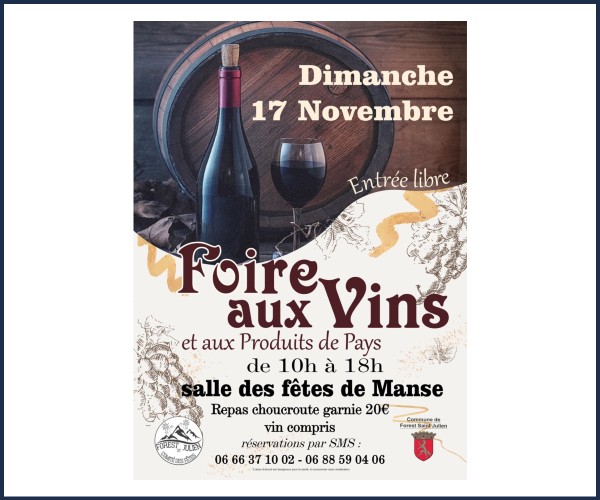 Forest Saint Julien. Foire aux vins et aux produits de pays