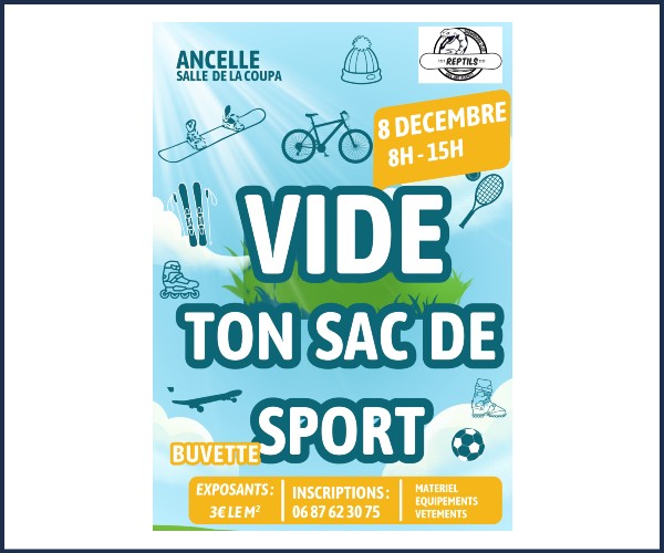 Ancelle. Vide ton sac de Sport
