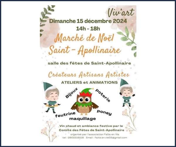 Saint Apollinaire. Marché de Noël Viv'Art