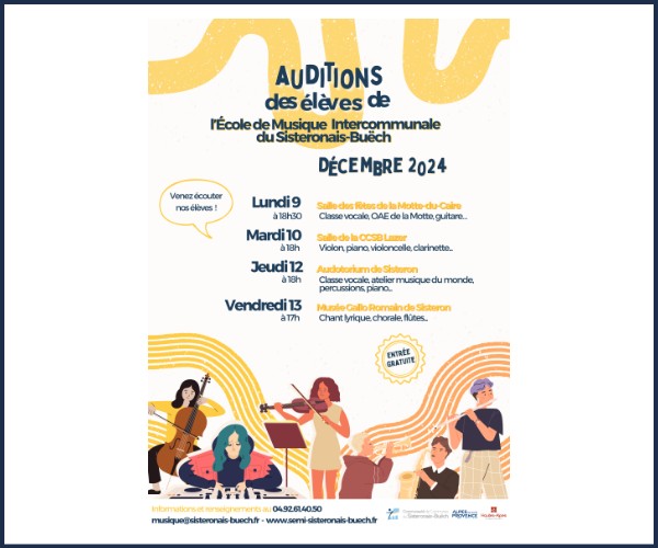 Lazer. Auditions des élèves de l'Ecole de Musique du Sisteronais Buëch