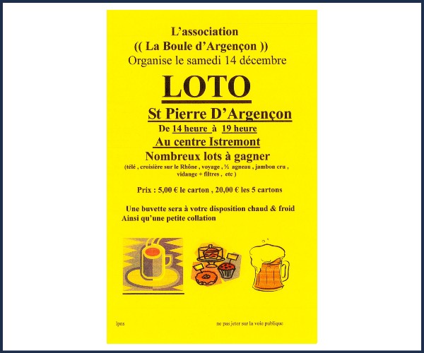 Loto de l'association, La Boule d'Argençon