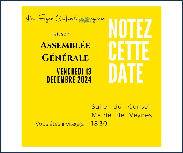 Assemblée Générale Le Foyer Culturel Veynois
