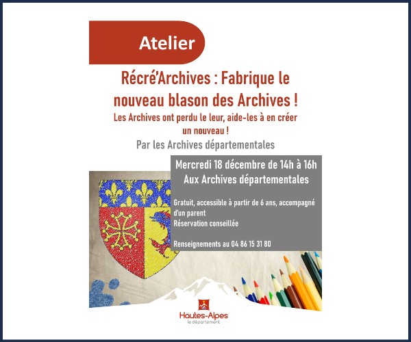 Gap. Récré Archives, Fabrique le blason des Archives départementales !