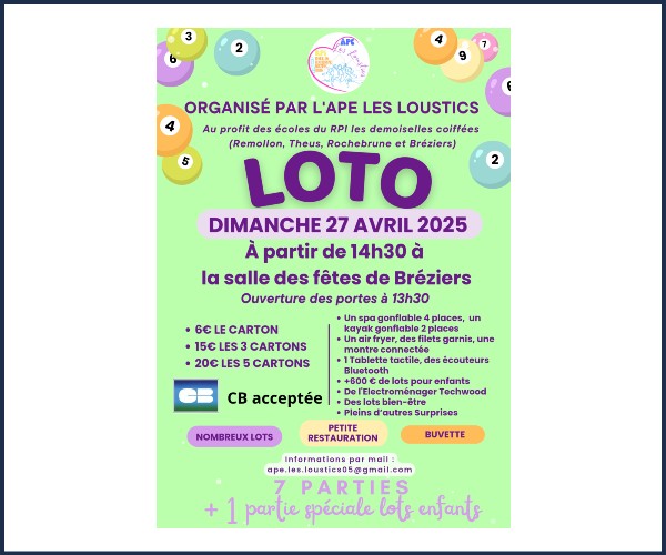 Loto de l'APE Les Loustics à Bréziers