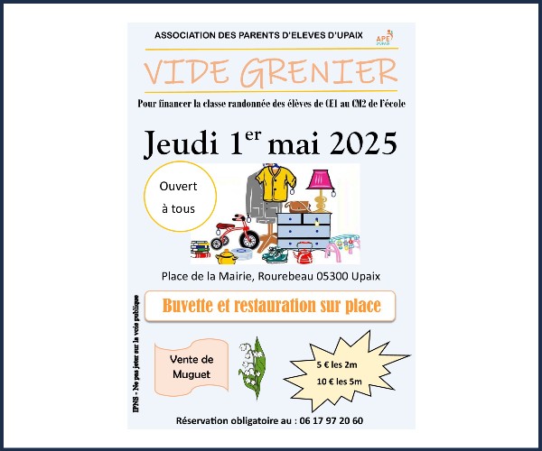 Upaix. Vide greniers à Rourebeau
