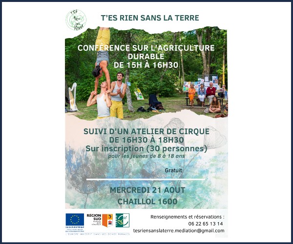 Saint Michel de Chaillol. Conférence sur l'agriculture durable + atelier cirque