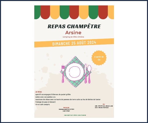 Villar d'Arêne. Repas champêtre avec le club des Joyeux Dinosaures
